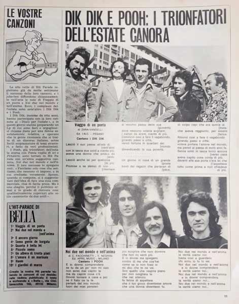 13.08.1972 - Bella - N°33 - Pag.11 - Dik Dik e Pooh: i trionfatori dell'estate canora