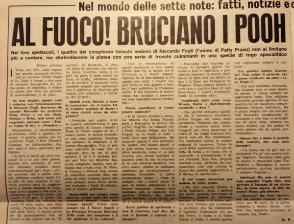 Gennaio 1975 - Novella 2000 - Al fuoco! Bruciano i Pooh, di Ornella Ferrario