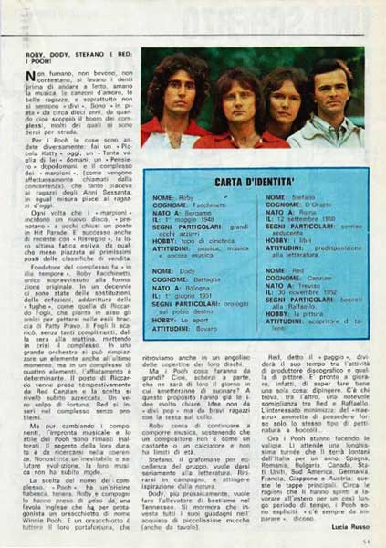 Settembre 1977 - Blitz - N°38 - Pag. 50 - Oggi parliamo di... I Pooh, di Lucia Russo Settembre 1977 - Blitz - N°38 - Pag. 50 - Oggi parliamo di... I Pooh, di Lucia Russo