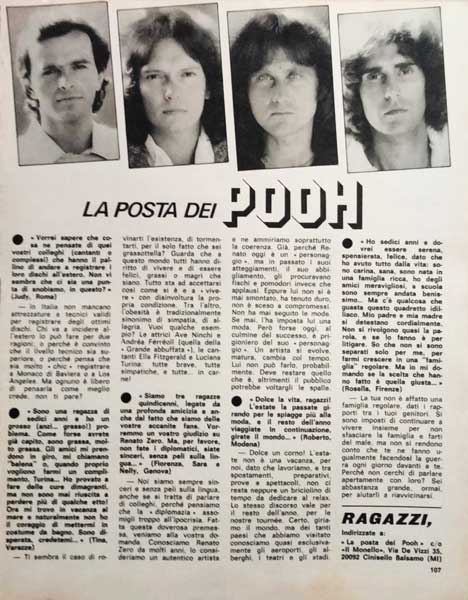 15.08.1980 - Il Monello - N°33 - Pag. 107 - La posta dei Pooh 15.08.1980 - Il Monello - N°33 - Pag. 107 - La posta dei Pooh