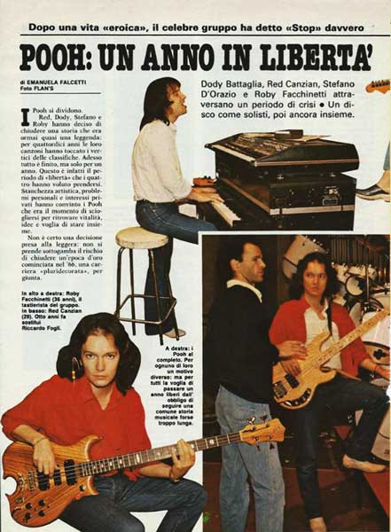 30.11.1980 - Bolero - N°1752 - Pag. 12 - Pooh: un anno in libertà, di Emanuela Falcetti 30.11.1980 - Bolero - N°1752 - Pag. 12 - Pooh: un anno in libertà, di Emanuela Falcetti
