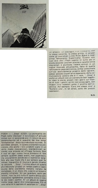 Novembre 1980 - Nuovo Sound - N°10 - pag. 47 - ...Stop, di N. S. Novembre 1980 - Nuovo Sound - N°10 - pag. 47 - ...Stop, di N. S.