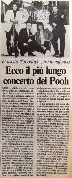 Marzo 1987 - Testata sconosciuta - Ecco il più lungo concerto dei Pooh