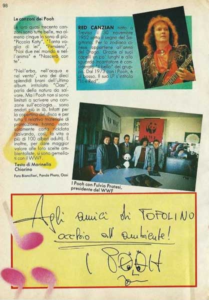 27.11.1988 - Topolino - Numero 1722 - I Pooh, cavalieri della musica e della natura, di Marinella Chiarino