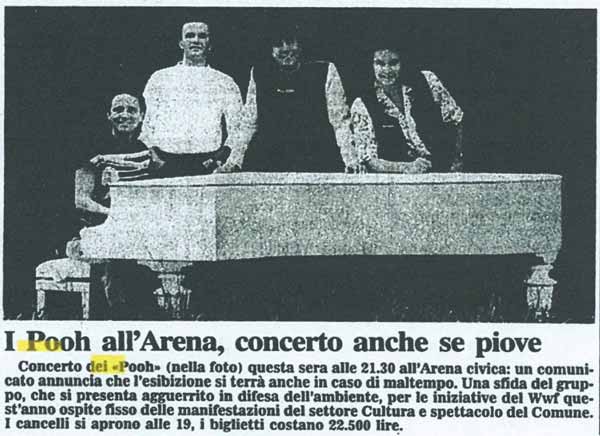 16.07.1989 - Testata sconosciuta - I Pooh all'Arena, concerto anche se piove