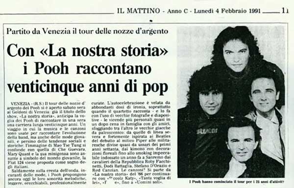 04.02.1991 - Il Mattino - Con La nostra storia i Pooh raccontano venticinque anni di pop