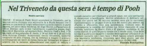 20.07.1991 - Il Gazzettino - Udine - N°149 - Nel Triveneto da questa sera è tempo di Pooh, di Daniela Bonifatibus