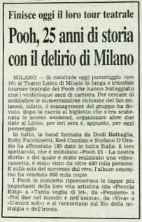 22.12.1991 - Testata sconosciuta - Pooh, 25 anni di storia con il delirio a Milano 22.12.1991 - Testata sconosciuta - Pooh, 25 anni di storia con il delirio a Milano