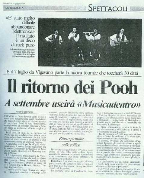 19.06.1994 - La Gazzetta - Il ritorno dei Pooh