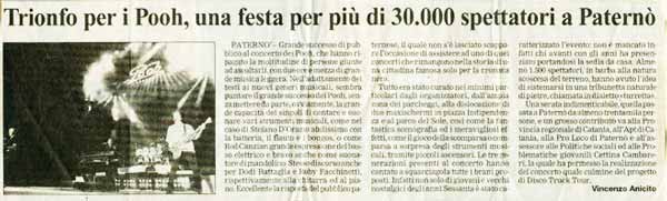 11.08.1999 - La Sicilia - A Paternò la musica dei Pooh, di Vincenzo Anicito