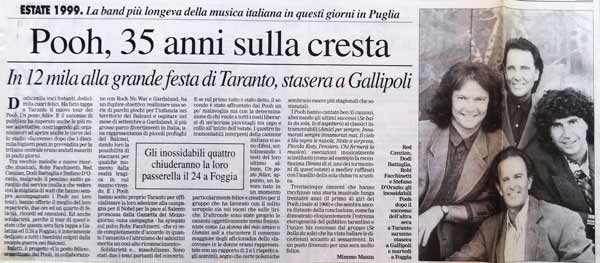 22.08.1999 - La Gazzetta del Mezzogiorno - Pag.21 - Pooh, 35 anni sulla cresta, di Mimmo Mazza