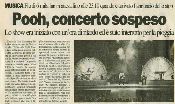 19.07.002 - Il Gazzettino - Rovigo - Pooh, concerto sospeso 19.07.002 - Il Gazzettino - Rovigo - Pooh, concerto sospeso