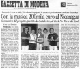 04.09.2004 - Gazzetta di Modena - Con la musica 200mila euro al Nicaragua, di Pier Luigi Senatore