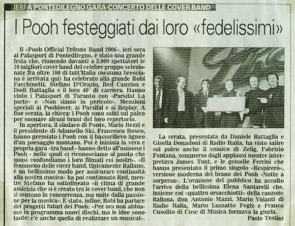 11.02.2006 - Giornale di Brescia - N.41 - I Pooh festeggiati dai loro «fedelissimi», di Paolo Testini