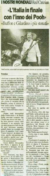 21.06.2006 - Il Gazzettino - L'Italia in finale con l'inno dei Pooh