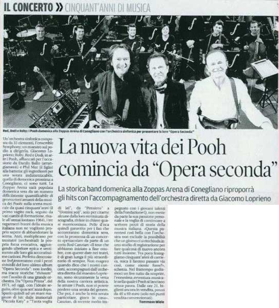 14.12.2012 - La Tribuna di Treviso - La nuova vita dei Pooh comincia da Opera seconda, di Tommaso Miele