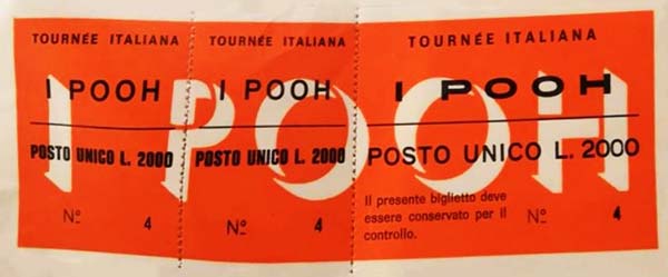 1972 - Biglietto Tournée Italiana
